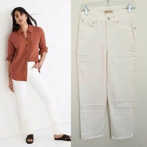 Madewell The Petite Mid-Rise Perfect Vintage Straight Jean in Tile White Sz 25P